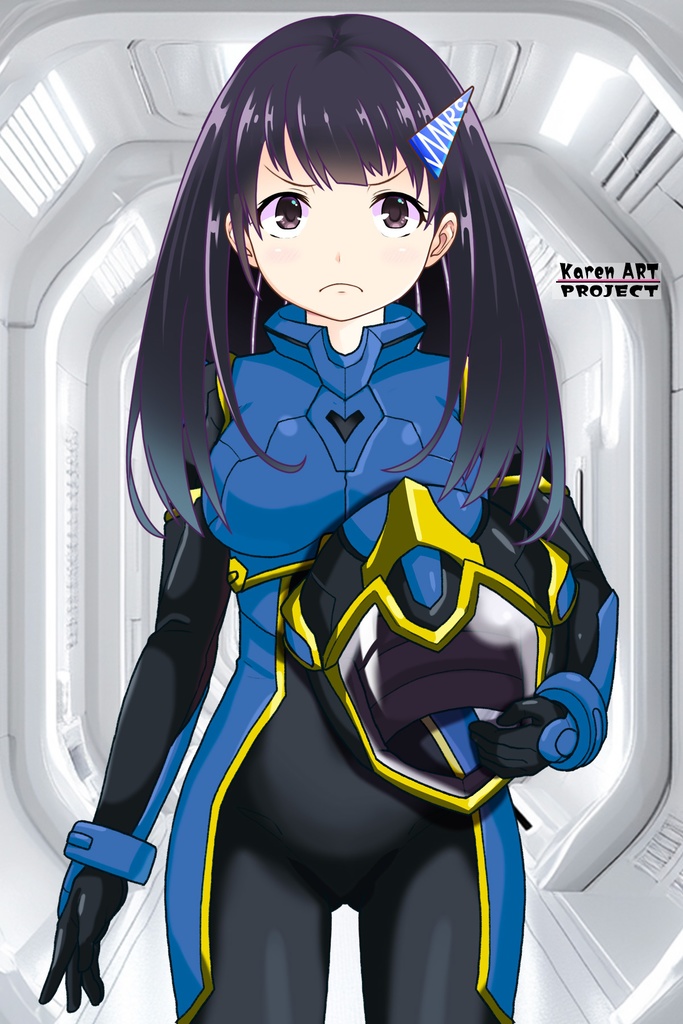 ゆりちゃん+ヒナ・リャザンのパイロットスーツ【バディ・コンプレックス-YC04】 Yuri Original Color 正面 Front Angle Yuri is wearing Hina Ryazan's PilotSuit【Buddy Complex-YC04】