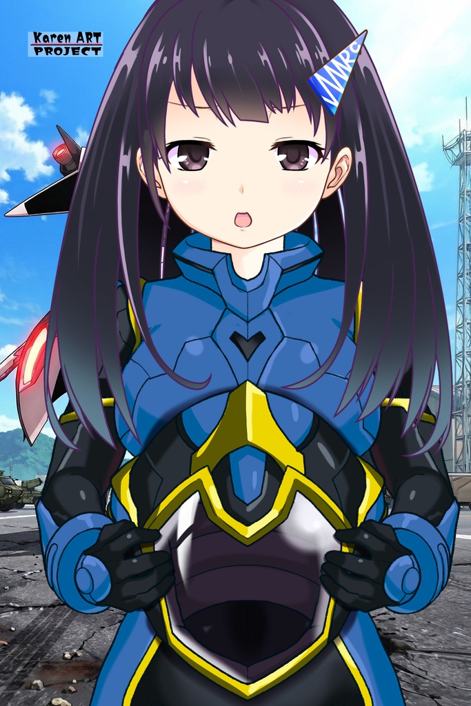 ゆりちゃん+ヒナ・リャザンのパイロットスーツ【バディ・コンプレックス-YC04】 Yuri Original Color 正面 Front Angle Yuri is wearing Hina Ryazan's PilotSuit【Buddy Complex-YC04】