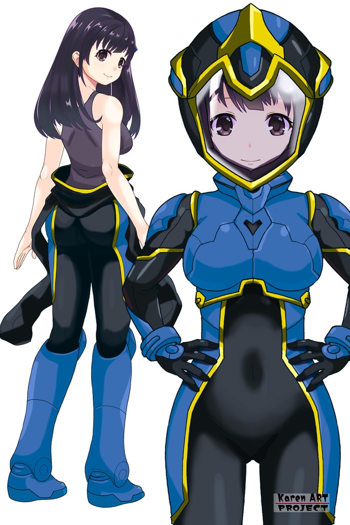 ゆりちゃん+ヒナ・リャザンのパイロットスーツ【バディ・コンプレックス-YC04】 Yuri Original Color 正面 Front Angle Yuri is wearing Hina Ryazan's PilotSuit【Buddy Complex-YC04】