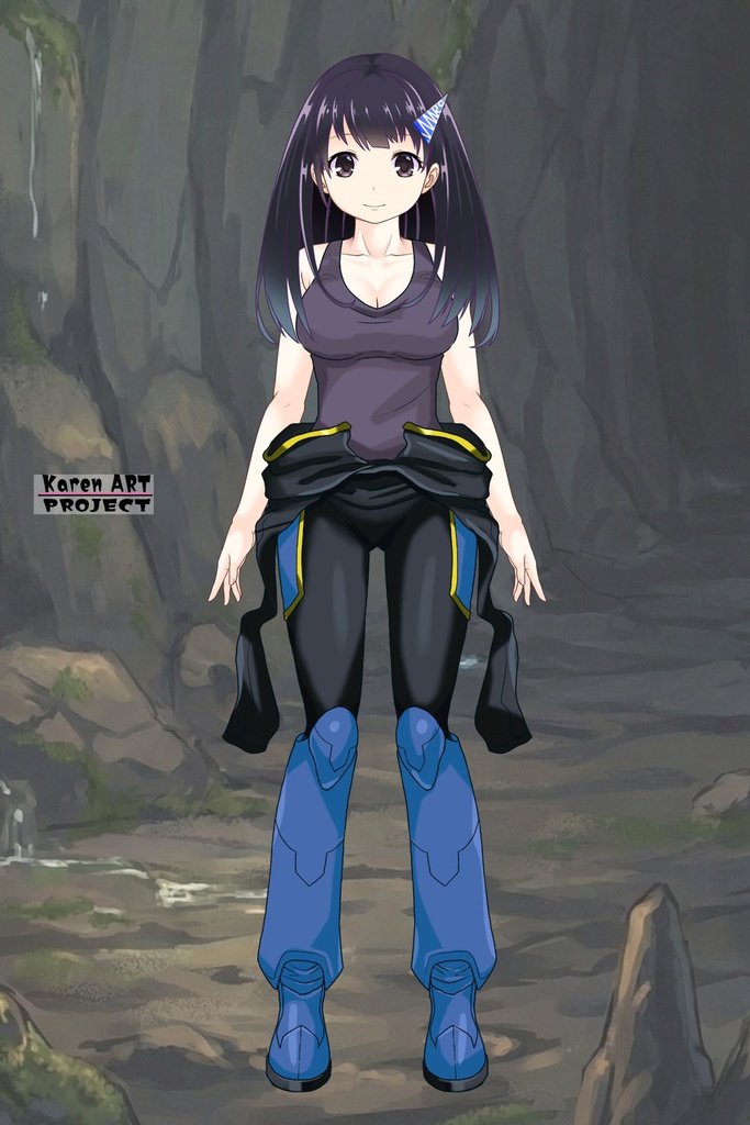 ゆりちゃん+ヒナ・リャザンのパイロットスーツ【バディ・コンプレックス-YC04】 Yuri Original Color 正面 Front Angle Yuri is wearing Hina Ryazan's PilotSuit【Buddy Complex-YC04】