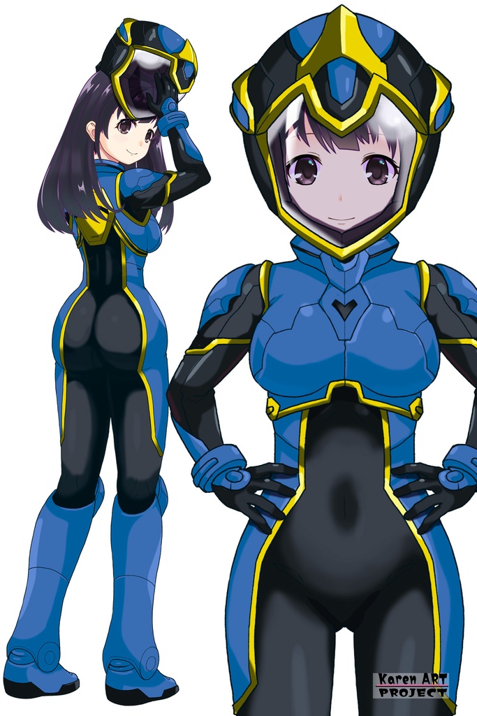 ゆりちゃん+ヒナ・リャザンのパイロットスーツ【バディ・コンプレックス-YC04】 Yuri Original Color 正面 Front Angle Yuri is wearing Hina Ryazan's PilotSuit【Buddy Complex-YC04】