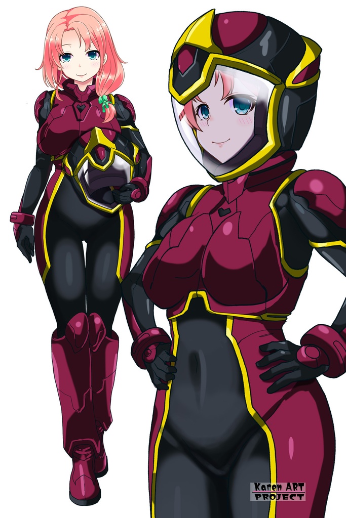 亜美ちゃん+ヒナ・リャザンのパイロットスーツ【バディ・コンプレックス-02】 斜め前 Diagonal front angle Ami is wearing Hina Ryazan's PilotSuit【Buddy Complex-02】