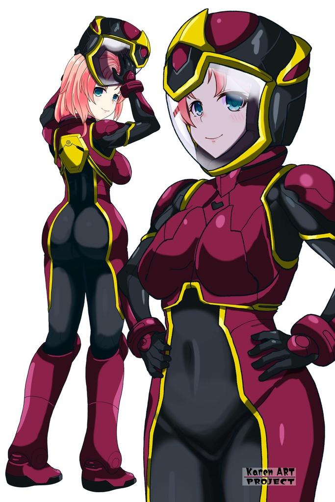 亜美ちゃん+ヒナ・リャザンのパイロットスーツ【バディ・コンプレックス-02】 斜め前 Diagonal front angle Ami is wearing Hina Ryazan's PilotSuit【Buddy Complex-02】