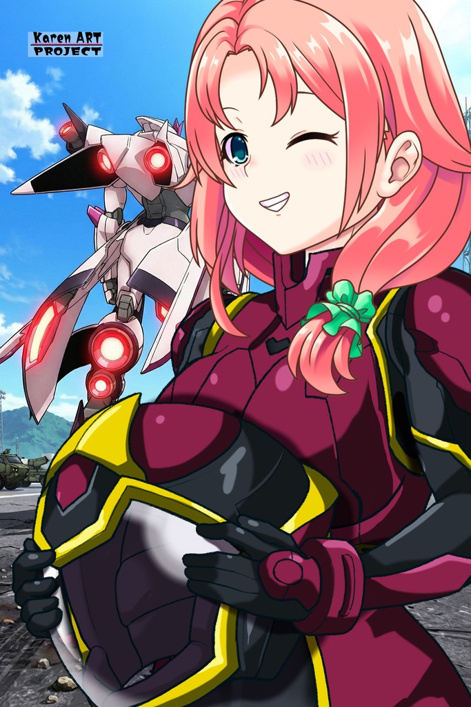 亜美ちゃん+ヒナ・リャザンのパイロットスーツ【バディ・コンプレックス-02】 斜め前 Diagonal front angle Ami is wearing Hina Ryazan's PilotSuit【Buddy Complex-02】