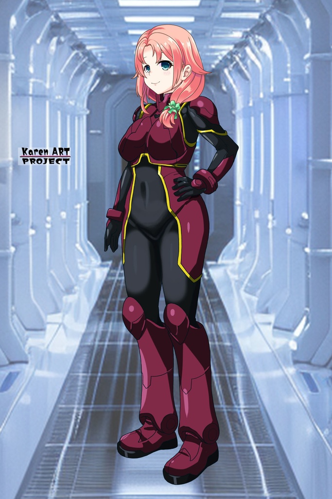 亜美ちゃん+ヒナ・リャザンのパイロットスーツ【バディ・コンプレックス-02】 斜め前 Diagonal front angle Ami is wearing Hina Ryazan's PilotSuit【Buddy Complex-02】