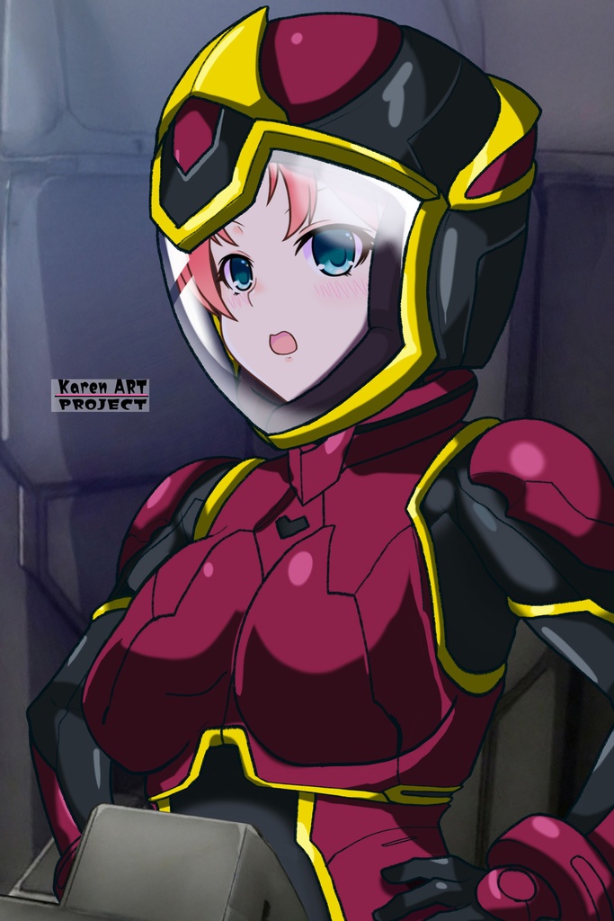 亜美ちゃん+ヒナ・リャザンのパイロットスーツ【バディ・コンプレックス-02】 斜め前 Diagonal front angle Ami is wearing Hina Ryazan's PilotSuit【Buddy Complex-02】