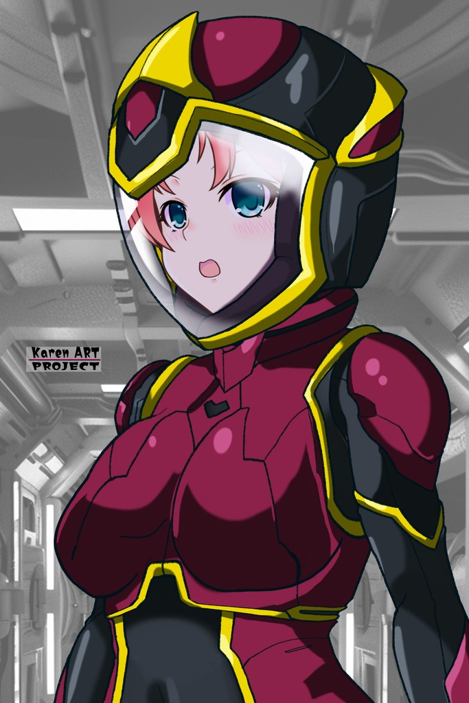 亜美ちゃん+ヒナ・リャザンのパイロットスーツ【バディ・コンプレックス-02】 斜め前 Diagonal front angle Ami is wearing Hina Ryazan's PilotSuit【Buddy Complex-02】