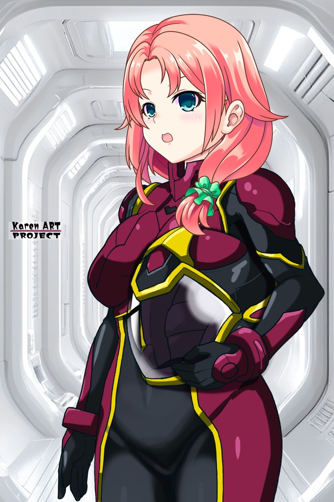 亜美ちゃん+ヒナ・リャザンのパイロットスーツ【バディ・コンプレックス-02】 斜め前 Diagonal front angle Ami is wearing Hina Ryazan's PilotSuit【Buddy Complex-02】