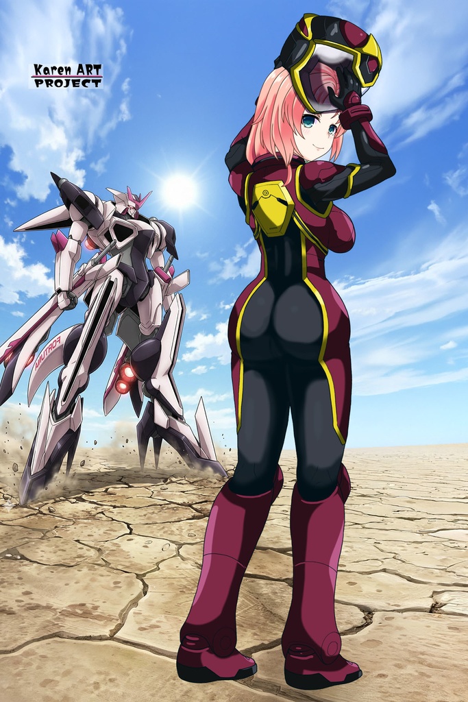 亜美ちゃん+ヒナ・リャザンのパイロットスーツ【バディ・コンプレックス-03】 背面 Back Angle Ami is wearing Hina Ryazan's PilotSuit【Buddy Complex-03】