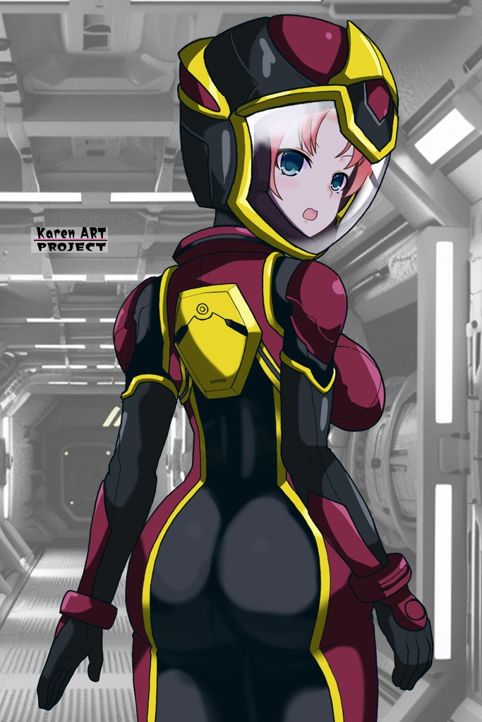 亜美ちゃん+ヒナ・リャザンのパイロットスーツ【バディ・コンプレックス-03】 背面 Back Angle Ami is wearing Hina Ryazan's PilotSuit【Buddy Complex-03】