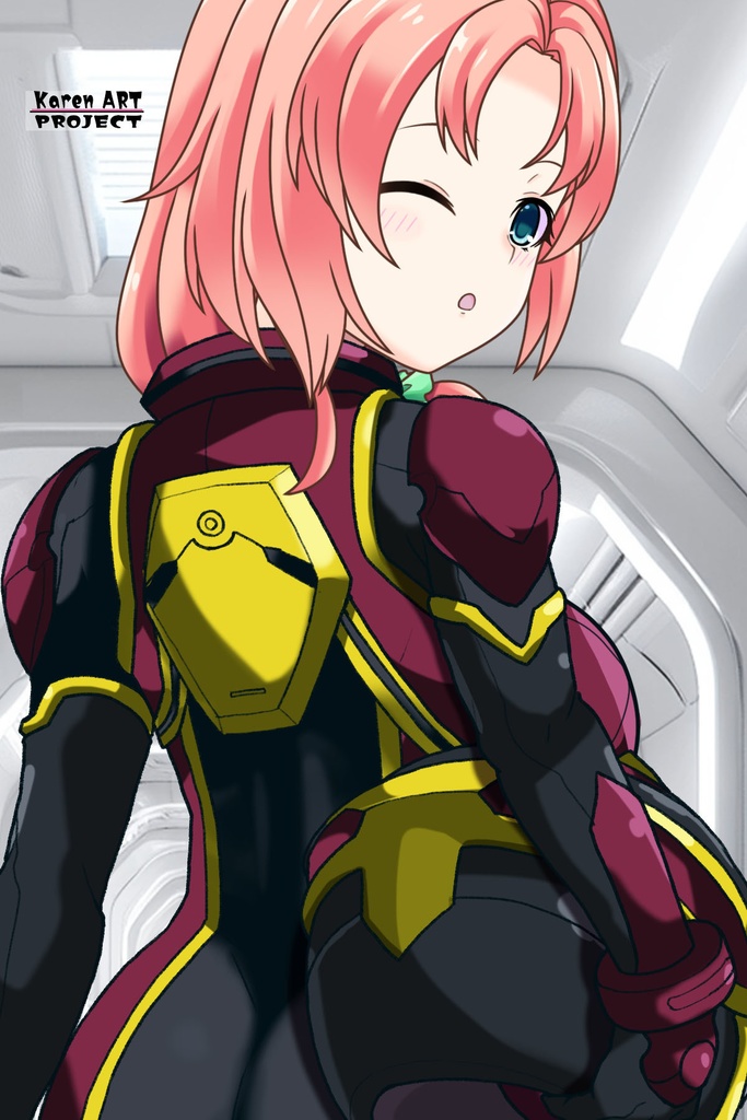 亜美ちゃん+ヒナ・リャザンのパイロットスーツ【バディ・コンプレックス-03】 背面 Back Angle Ami is wearing Hina Ryazan's PilotSuit【Buddy Complex-03】