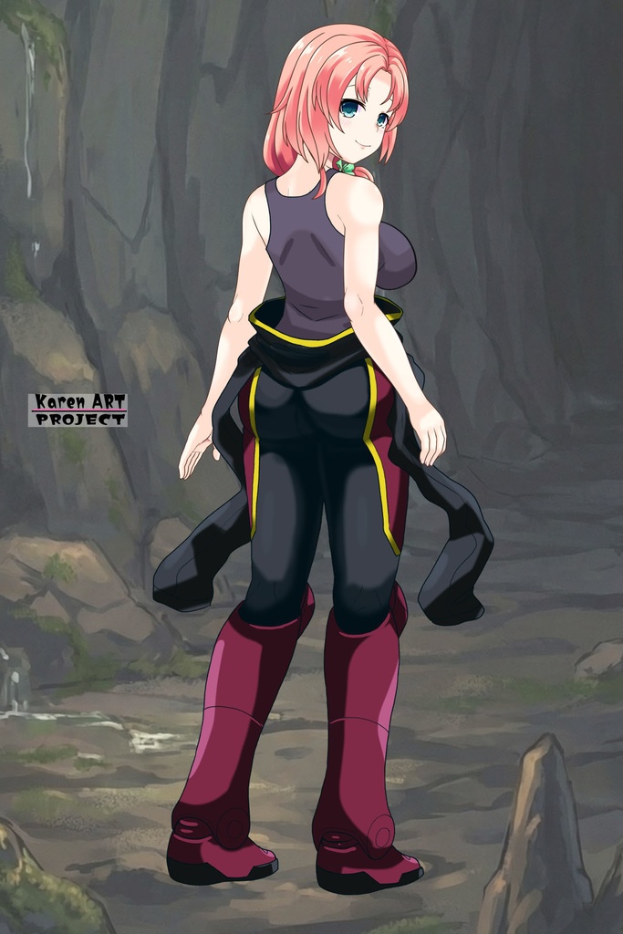 亜美ちゃん+ヒナ・リャザンのパイロットスーツ【バディ・コンプレックス-03】 背面 Back Angle Ami is wearing Hina Ryazan's PilotSuit【Buddy Complex-03】