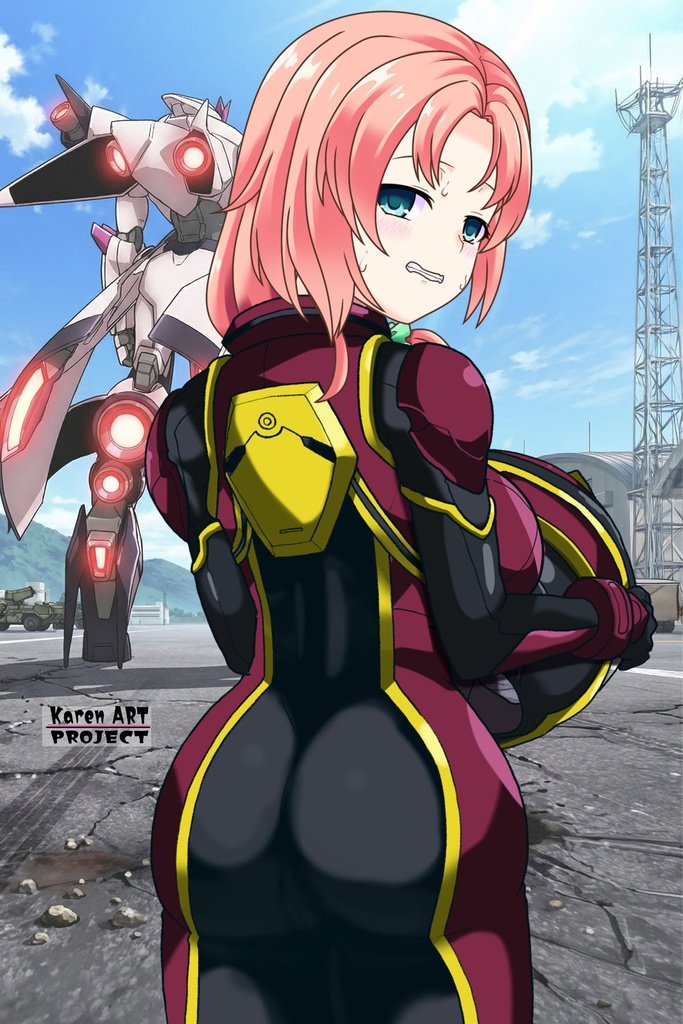 亜美ちゃん+ヒナ・リャザンのパイロットスーツ【バディ・コンプレックス-03】 背面 Back Angle Ami is wearing Hina Ryazan's PilotSuit【Buddy Complex-03】