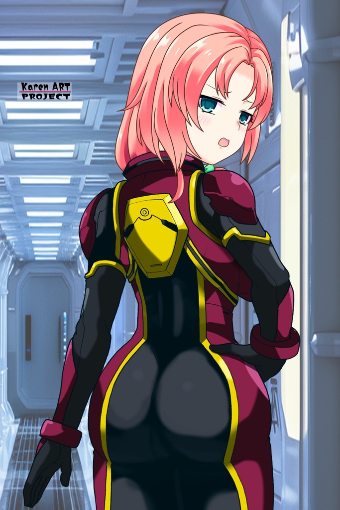 亜美ちゃん+ヒナ・リャザンのパイロットスーツ【バディ・コンプレックス-03】 背面 Back Angle Ami is wearing Hina Ryazan's PilotSuit【Buddy Complex-03】