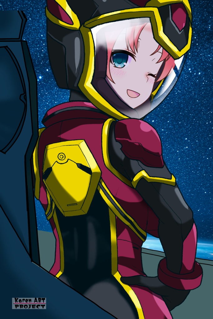 亜美ちゃん+ヒナ・リャザンのパイロットスーツ【バディ・コンプレックス-03】 背面 Back Angle Ami is wearing Hina Ryazan's PilotSuit【Buddy Complex-03】