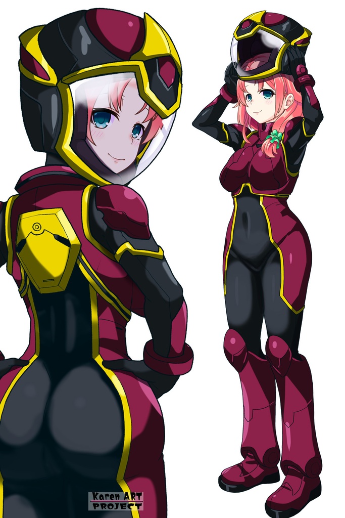 亜美ちゃん+ヒナ・リャザンのパイロットスーツ【バディ・コンプレックス-03】 背面 Back Angle Ami is wearing Hina Ryazan's PilotSuit【Buddy Complex-03】