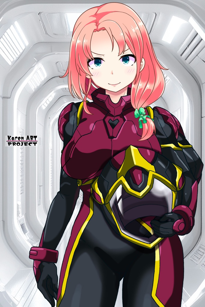 亜美ちゃん+ヒナ・リャザンのパイロットスーツ【バディ・コンプレックス-04】 正面Sポーズ Front S-POSE Ami is wearing Hina Ryazan's PilotSuit【Buddy Complex-04】