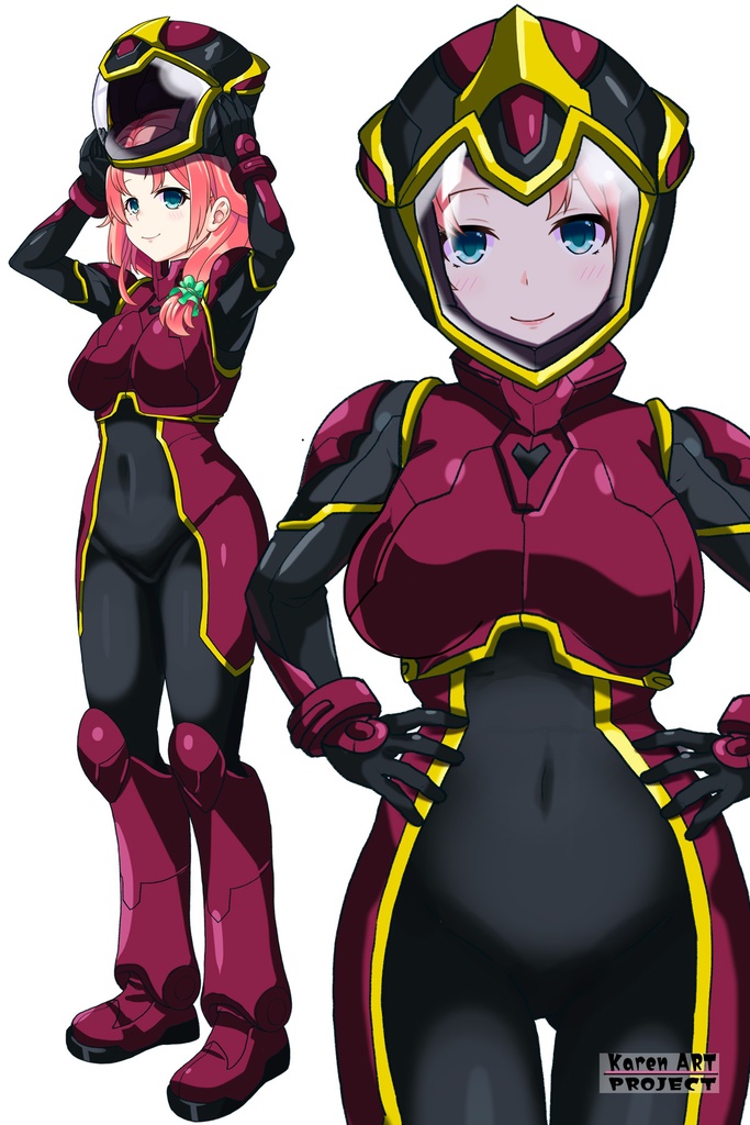亜美ちゃん+ヒナ・リャザンのパイロットスーツ【バディ・コンプレックス-04】 正面Sポーズ Front S-POSE Ami is wearing Hina Ryazan's PilotSuit【Buddy Complex-04】