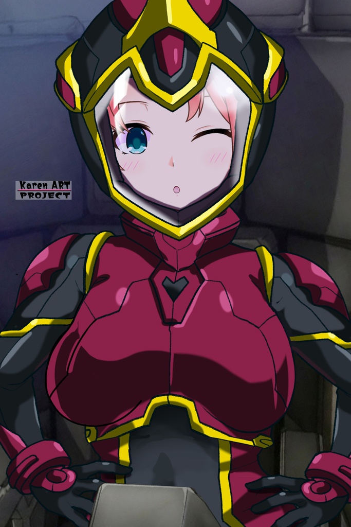 亜美ちゃん+ヒナ・リャザンのパイロットスーツ【バディ・コンプレックス-04】 正面Sポーズ Front S-POSE Ami is wearing Hina Ryazan's PilotSuit【Buddy Complex-04】