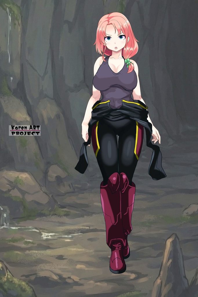 亜美ちゃん+ヒナ・リャザンのパイロットスーツ【バディ・コンプレックス-04】 正面Sポーズ Front S-POSE Ami is wearing Hina Ryazan's PilotSuit【Buddy Complex-04】