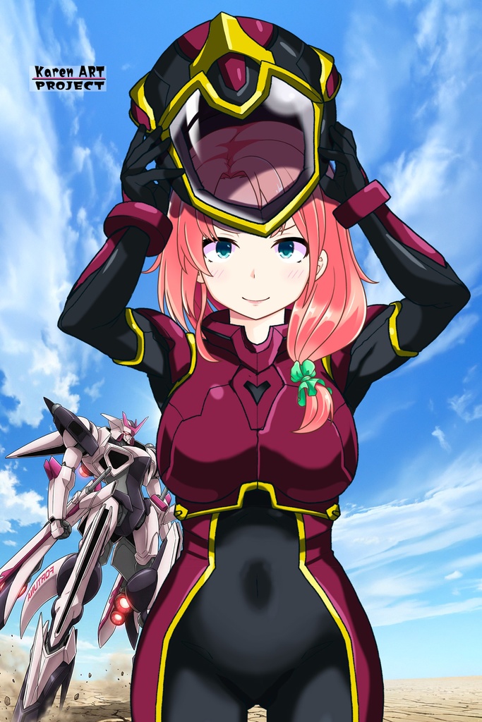 亜美ちゃん+ヒナ・リャザンのパイロットスーツ【バディ・コンプレックス-05】 正面 Front Angle Ami is wearing Hina Ryazan's PilotSuit【Buddy Complex-05】