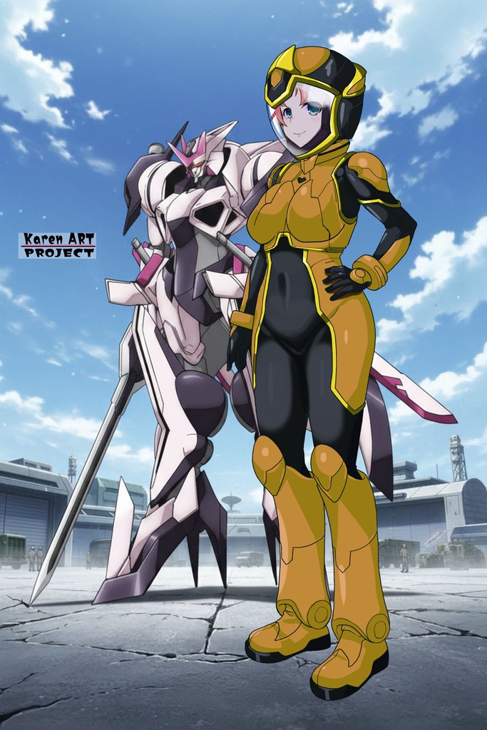 亜美ちゃん+ヒナ・リャザンのパイロットスーツ【バディ・コンプレックス-AC01】 Ami Original Color 斜め前 Diagonal front angle Ami is wearing Hina Ryazan's PilotSuit【Buddy Complex-AC01】