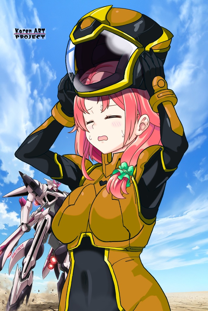 亜美ちゃん+ヒナ・リャザンのパイロットスーツ【バディ・コンプレックス-AC01】 Ami Original Color 斜め前 Diagonal front angle Ami is wearing Hina Ryazan's PilotSuit【Buddy Complex-AC01】