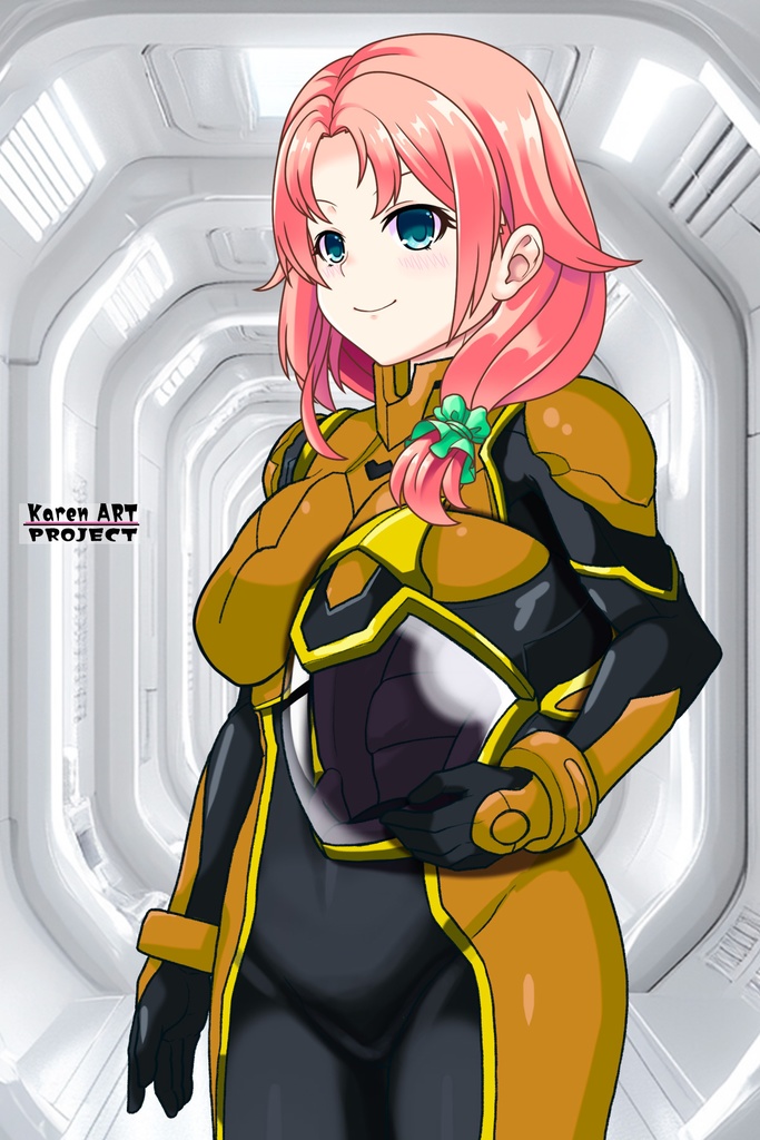 亜美ちゃん+ヒナ・リャザンのパイロットスーツ【バディ・コンプレックス-AC01】 Ami Original Color 斜め前 Diagonal front angle Ami is wearing Hina Ryazan's PilotSuit【Buddy Complex-AC01】