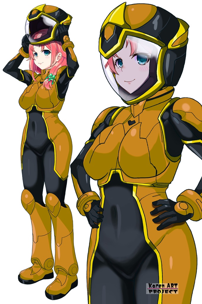 亜美ちゃん+ヒナ・リャザンのパイロットスーツ【バディ・コンプレックス-AC01】 Ami Original Color 斜め前 Diagonal front angle Ami is wearing Hina Ryazan's PilotSuit【Buddy Complex-AC01】