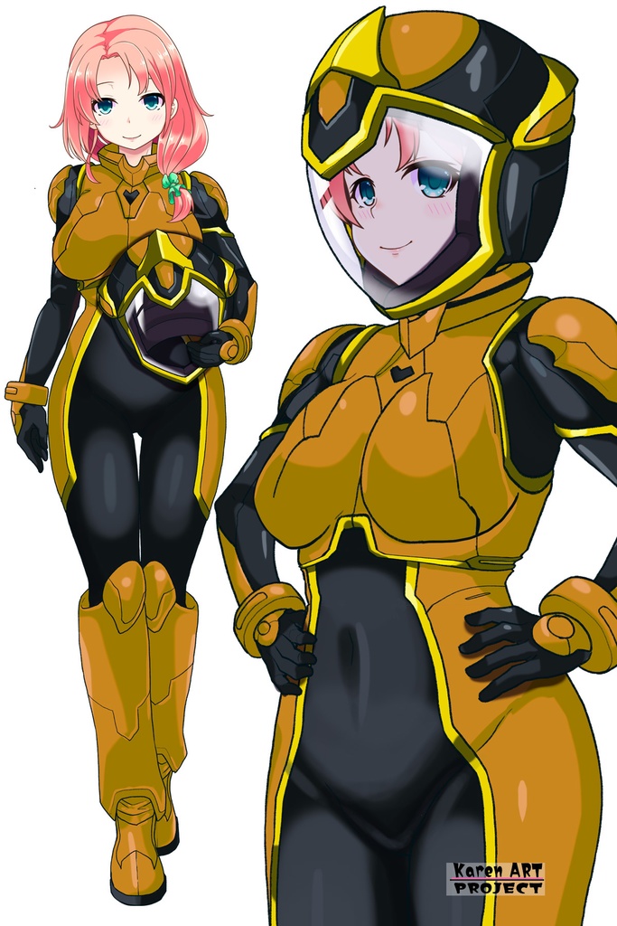 亜美ちゃん+ヒナ・リャザンのパイロットスーツ【バディ・コンプレックス-AC01】 Ami Original Color 斜め前 Diagonal front angle Ami is wearing Hina Ryazan's PilotSuit【Buddy Complex-AC01】