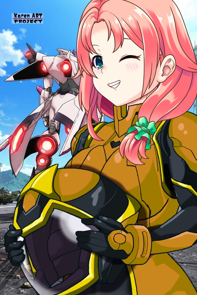 亜美ちゃん+ヒナ・リャザンのパイロットスーツ【バディ・コンプレックス-AC01】 Ami Original Color 斜め前 Diagonal front angle Ami is wearing Hina Ryazan's PilotSuit【Buddy Complex-AC01】