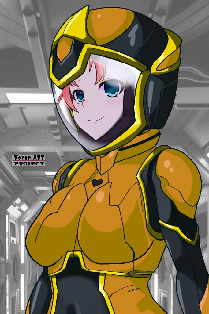 亜美ちゃん+ヒナ・リャザンのパイロットスーツ【バディ・コンプレックス-AC01】 Ami Original Color 斜め前 Diagonal front angle Ami is wearing Hina Ryazan's PilotSuit【Buddy Complex-AC01】