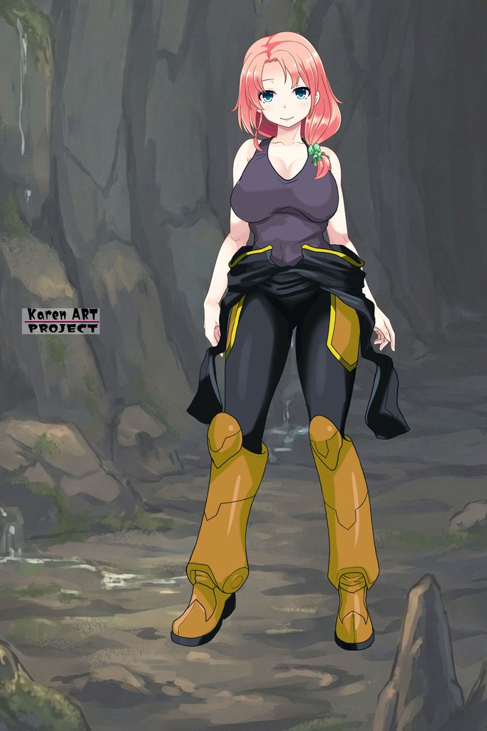 亜美ちゃん+ヒナ・リャザンのパイロットスーツ【バディ・コンプレックス-AC03】 Ami Original Color 正面Sポーズ Front S-POSE Ami is wearing Hina Ryazan's PilotSuit【Buddy Complex-AC03】