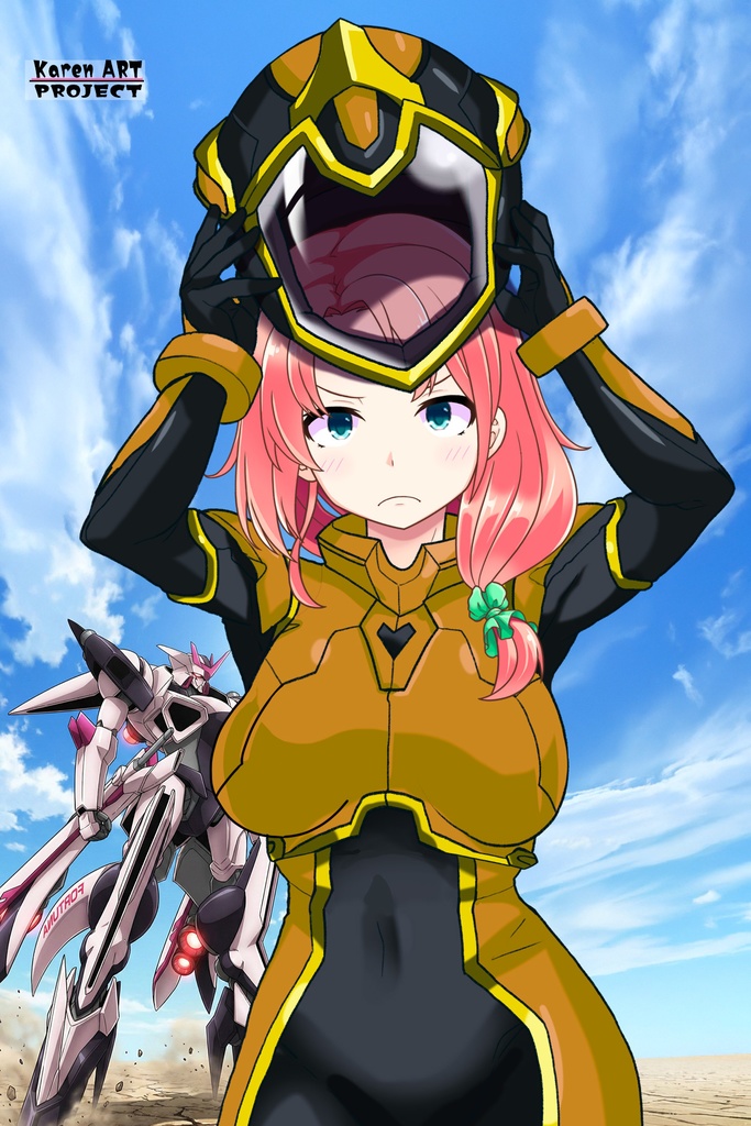 亜美ちゃん+ヒナ・リャザンのパイロットスーツ【バディ・コンプレックス-AC03】 Ami Original Color 正面Sポーズ Front S-POSE Ami is wearing Hina Ryazan's PilotSuit【Buddy Complex-AC03】