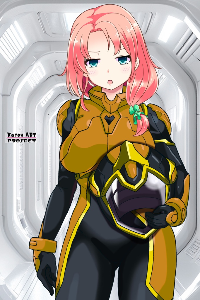 亜美ちゃん+ヒナ・リャザンのパイロットスーツ【バディ・コンプレックス-AC03】 Ami Original Color 正面Sポーズ Front S-POSE Ami is wearing Hina Ryazan's PilotSuit【Buddy Complex-AC03】