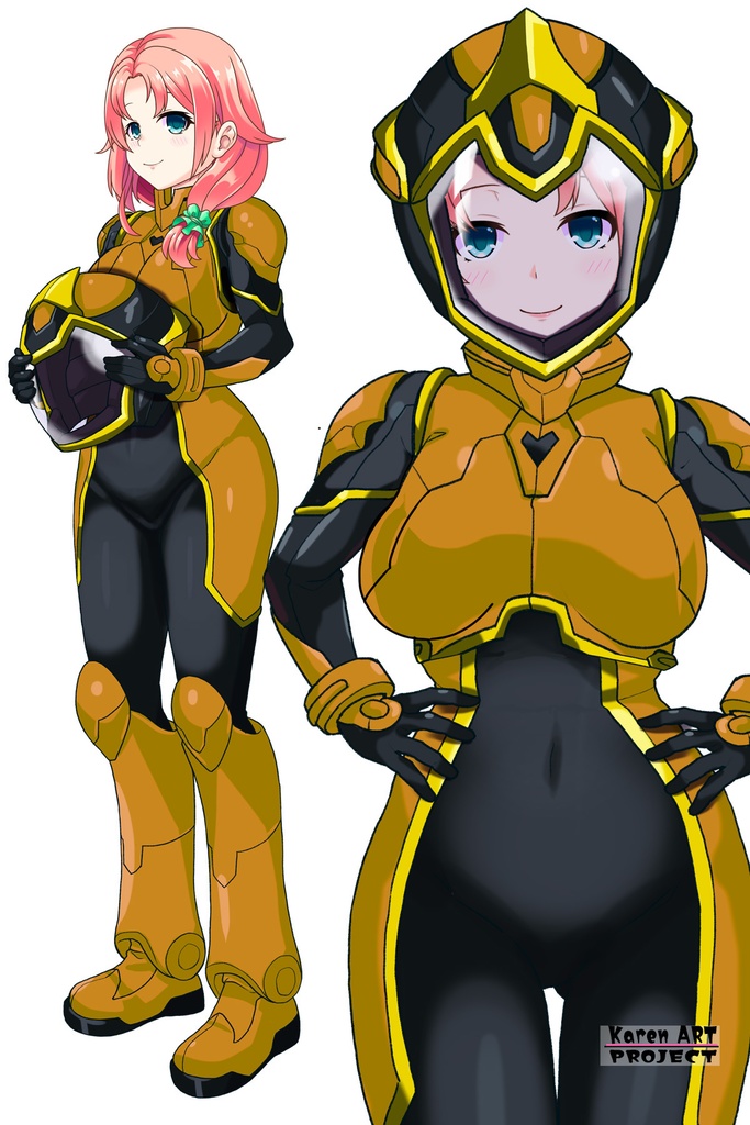 亜美ちゃん+ヒナ・リャザンのパイロットスーツ【バディ・コンプレックス-AC03】 Ami Original Color 正面Sポーズ Front S-POSE Ami is wearing Hina Ryazan's PilotSuit【Buddy Complex-AC03】