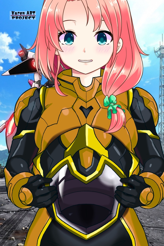 亜美ちゃん+ヒナ・リャザンのパイロットスーツ【バディ・コンプレックス-AC04】 Ami Original Color 正面 Front Angle Ami is wearing Hina Ryazan's PilotSuit【Buddy Complex-AC04】