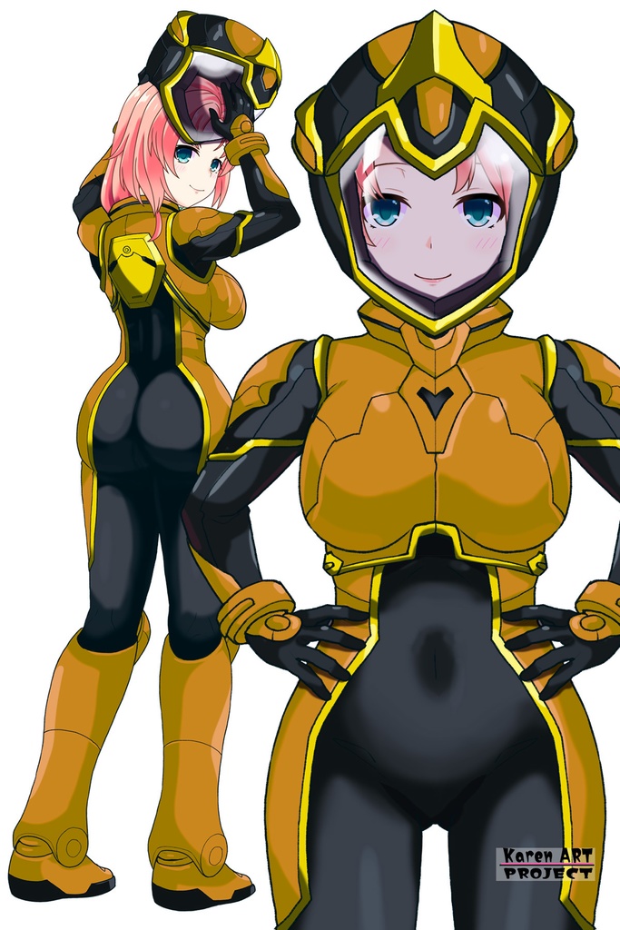 亜美ちゃん+ヒナ・リャザンのパイロットスーツ【バディ・コンプレックス-AC04】 Ami Original Color 正面 Front Angle Ami is wearing Hina Ryazan's PilotSuit【Buddy Complex-AC04】