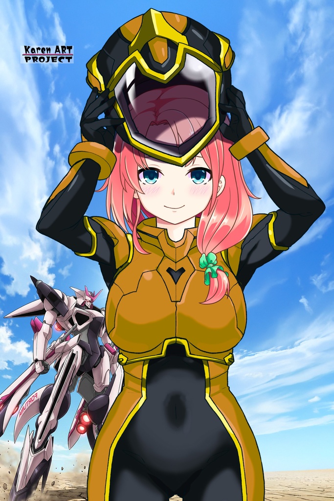 亜美ちゃん+ヒナ・リャザンのパイロットスーツ【バディ・コンプレックス-AC04】 Ami Original Color 正面 Front Angle Ami is wearing Hina Ryazan's PilotSuit【Buddy Complex-AC04】