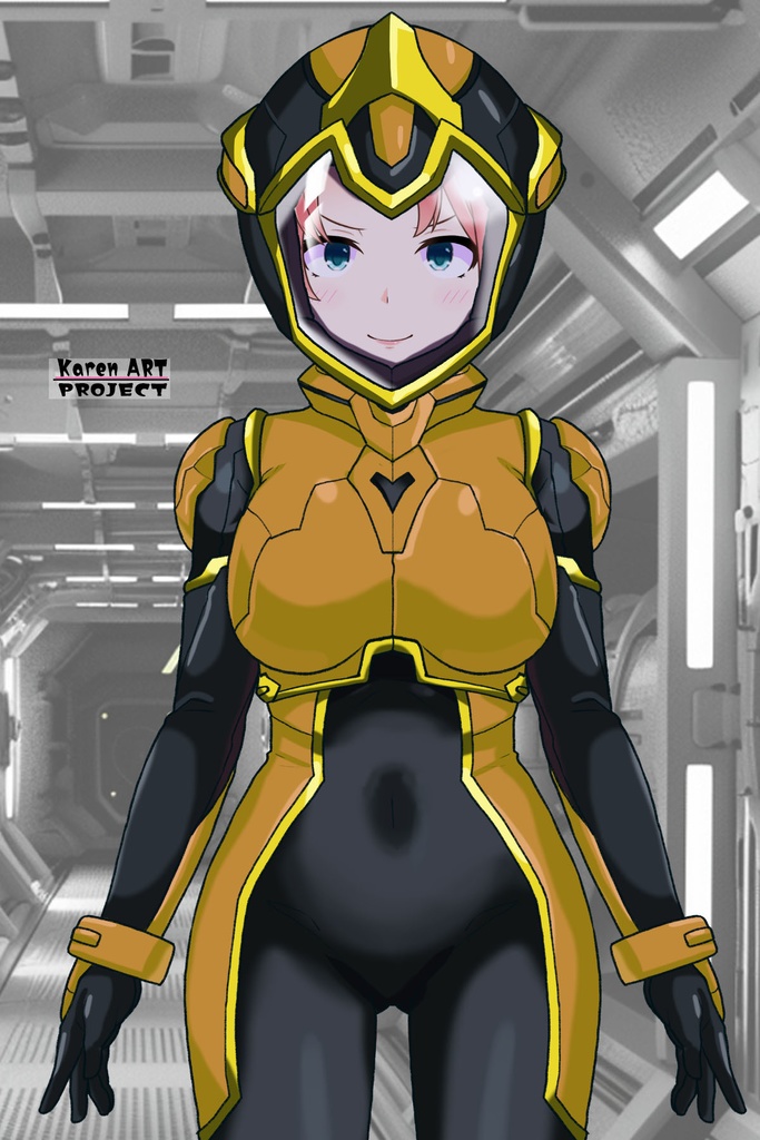 亜美ちゃん+ヒナ・リャザンのパイロットスーツ【バディ・コンプレックス-AC04】 Ami Original Color 正面 Front Angle Ami is wearing Hina Ryazan's PilotSuit【Buddy Complex-AC04】