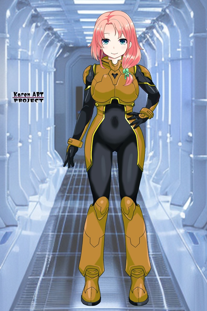 亜美ちゃん+ヒナ・リャザンのパイロットスーツ【バディ・コンプレックス-AC04】 Ami Original Color 正面 Front Angle Ami is wearing Hina Ryazan's PilotSuit【Buddy Complex-AC04】