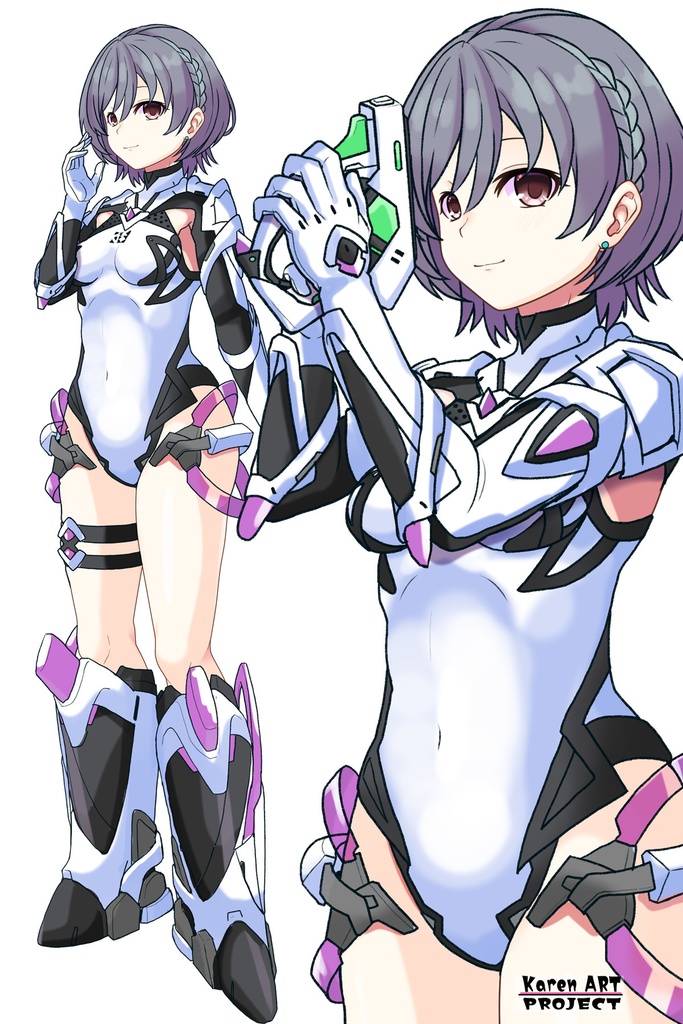 カレンちゃん+ペネムのパイロットスーツ【楽園追放 心のレゾナンス-01】 斜め前 Diagonal front angle Karen is wearing Penemue's PilotSuit【Expelled from Paradise: Resonance of the Heart-01】