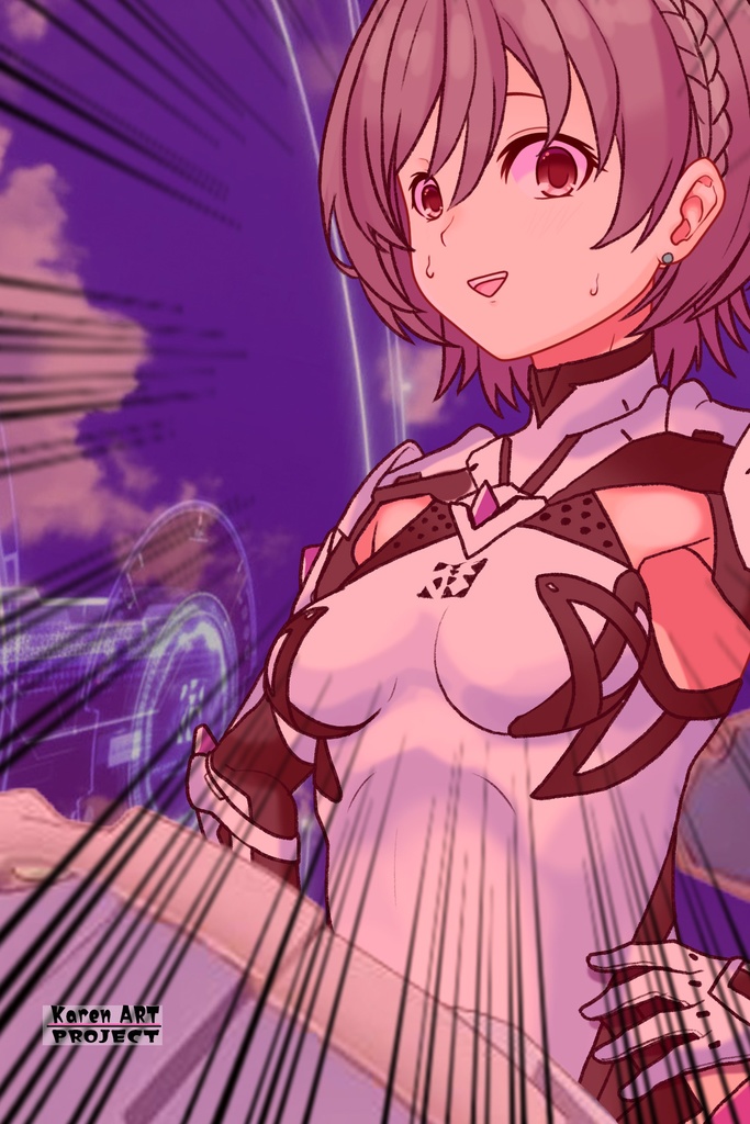 カレンちゃん+ペネムのパイロットスーツ【楽園追放 心のレゾナンス-01】 斜め前 Diagonal front angle Karen is wearing Penemue's PilotSuit【Expelled from Paradise: Resonance of the Heart-01】