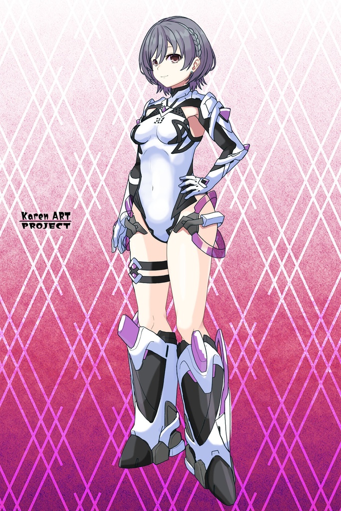 カレンちゃん+ペネムのパイロットスーツ【楽園追放 心のレゾナンス-01】 斜め前 Diagonal front angle Karen is wearing Penemue's PilotSuit【Expelled from Paradise: Resonance of the Heart-01】