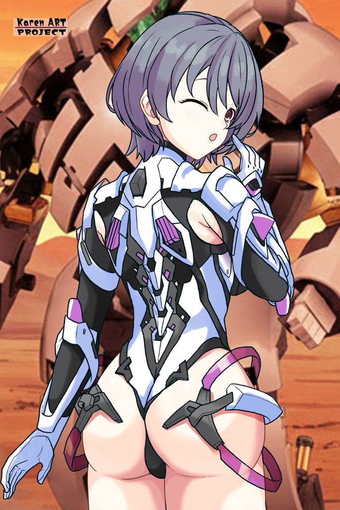 カレンちゃん+ペネムのパイロットスーツ【楽園追放 心のレゾナンス-02】 背面 Back Angle Karen is wearing Penemue's PilotSuit【Expelled from Paradise: Resonance of the Heart-02】