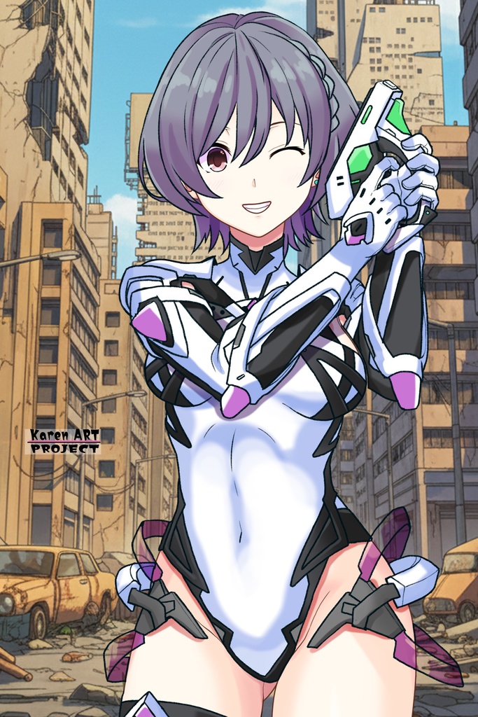 カレンちゃん+ペネムのパイロットスーツ【楽園追放 心のレゾナンス-03】 正面Sポーズ Front S-POSE Karen is wearing Penemue's PilotSuit【Expelled from Paradise: Resonance of the Heart-03】