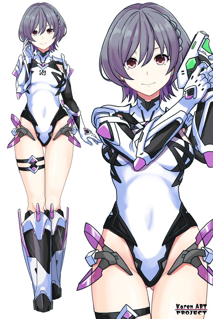 カレンちゃん+ペネムのパイロットスーツ【楽園追放 心のレゾナンス-03】 正面Sポーズ Front S-POSE Karen is wearing Penemue's PilotSuit【Expelled from Paradise: Resonance of the Heart-03】