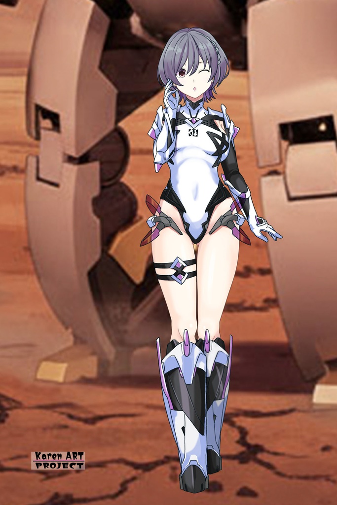 カレンちゃん+ペネムのパイロットスーツ【楽園追放 心のレゾナンス-03】 正面Sポーズ Front S-POSE Karen is wearing Penemue's PilotSuit【Expelled from Paradise: Resonance of the Heart-03】