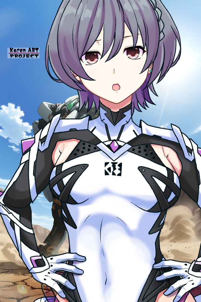 カレンちゃん+ペネムのパイロットスーツ【楽園追放 心のレゾナンス-03】 正面Sポーズ Front S-POSE Karen is wearing Penemue's PilotSuit【Expelled from Paradise: Resonance of the Heart-03】