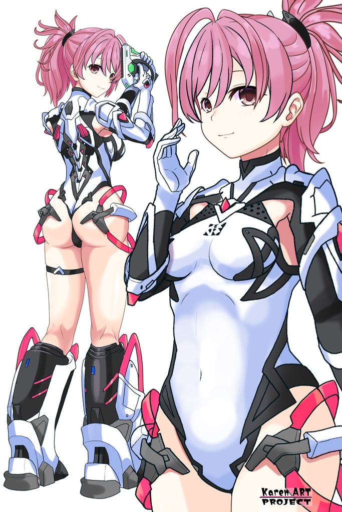 カレンちゃん+ダネルのパイロットスーツ【楽園追放 心のレゾナンス-01】 斜め前 Diagonal front angle Karen is wearing Danel's PilotSuit【Expelled from Paradise: Resonance of the Heart-01】